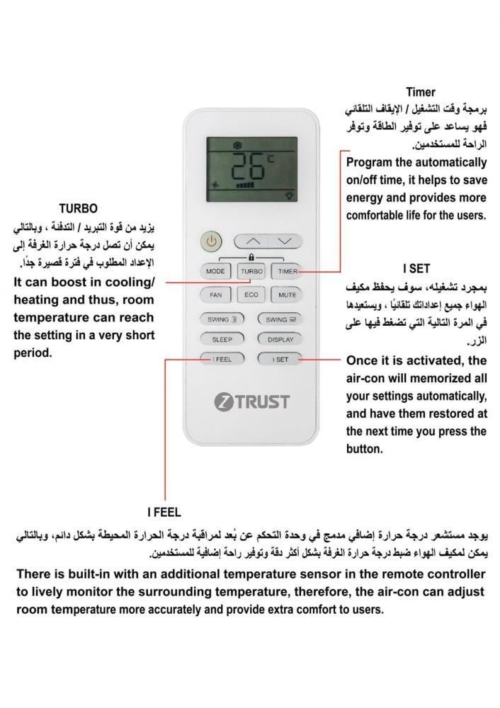 مكيف ز.ترست ايليت جداري 22000 وحدة ، بارد - الصورة 7