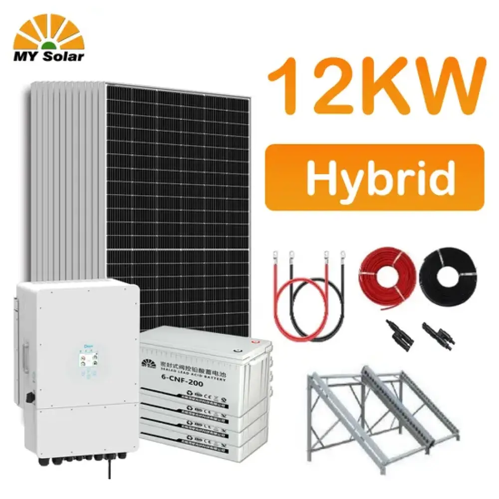 نظام الطاقة الشمسية الهجين أحادي الطور 12kw نظام الطاقة الهجينة للطاقة الشمسية والرياح 12kw - ماي سولار